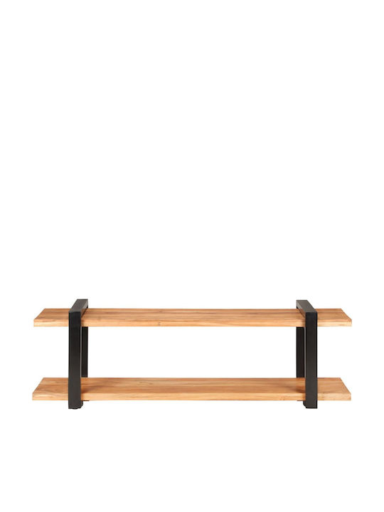 TV Stand from Metal & Solid Wood Acacia L130xW40xH40cm