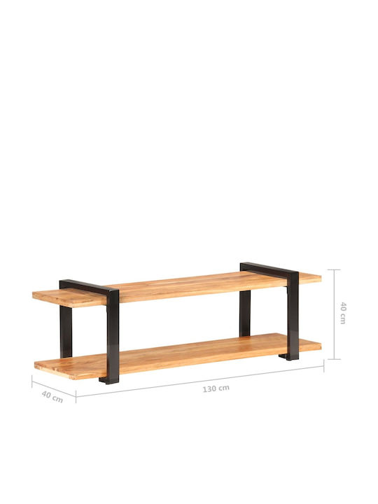 TV Stand from Metal & Solid Wood Acacia L130xW40xH40cm