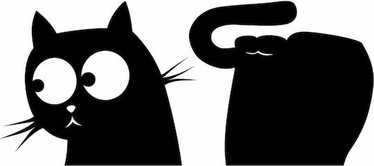 Dekorativer Aufkleber Wand Cat & Fish 1Stück 45x35cm Ango