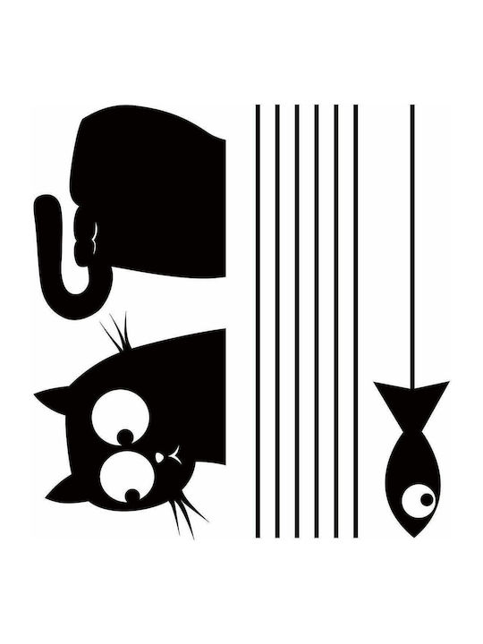 Decorative Sticker Wall Cat & Fish 1pcs 45x35cm Ango