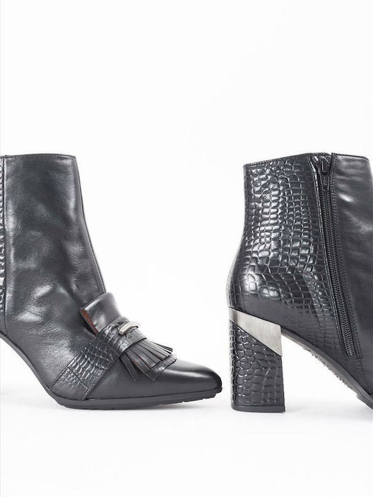 Leder Stiefeletten Damen Schwarz