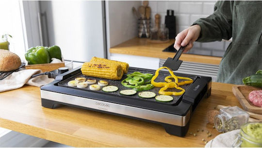 Cecotec Electric Grill - Griddle InoxStone Teppanyaki Grilling Plate with Adjustable Thermostat 2000W 37.5x24.5cm.