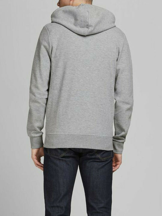 Jack & Jones Ζακέτα Light Grey Melange με Κουκούλα