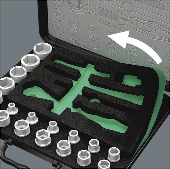 Wera 8100 SA 4 Speed Ratchet Set Καστάνια με Καρυδάκια 1\4" 41τμχ