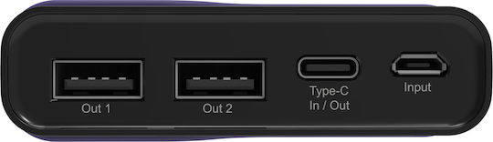 RealPower PB-15000C Power Bank 15000mAh mit 2 USB-A Anschlüssen und USB-C Anschluss Blau