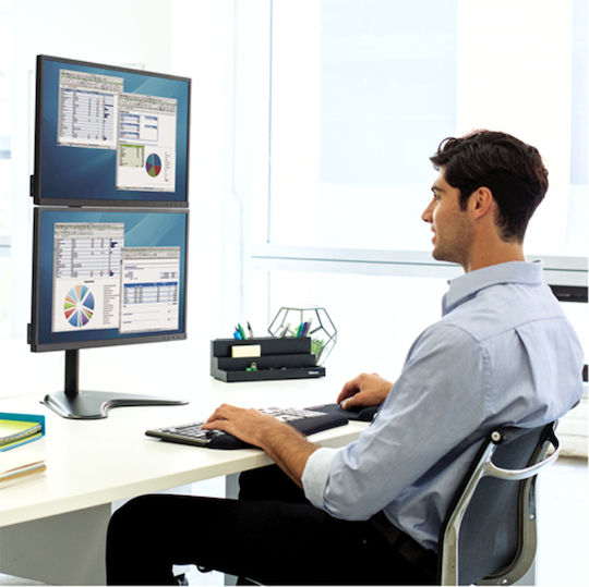 Fellowes Professional Βάση Γραφείου για 2 Οθόνες έως 32" με Βραχίονα Ασημί