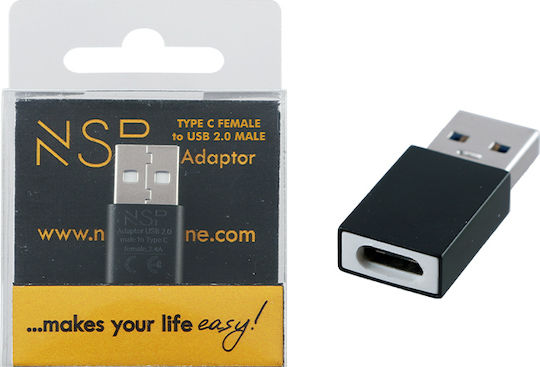 NSP Converter USB-A male to USB-C female Black 1pcs