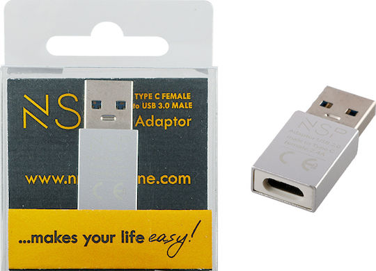 NSP Converter USB-A male to USB-C female Silver Silver 1pcs