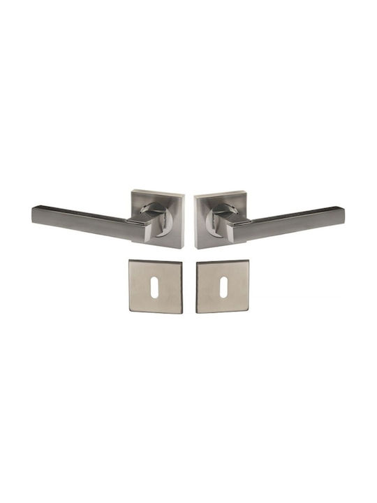 Import Hellas Lever Middle Door with Rosette 52088 52088 Pair Nickel