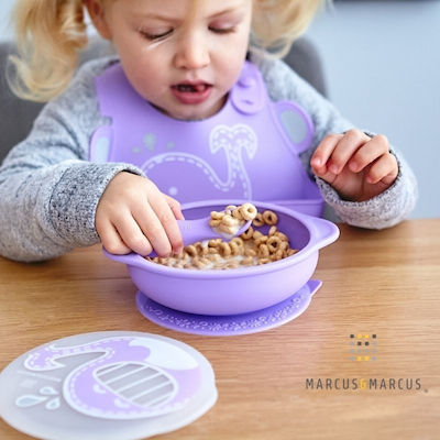 Marcus & Marcus Baby Food Bowl Whale made of Silicone Purple