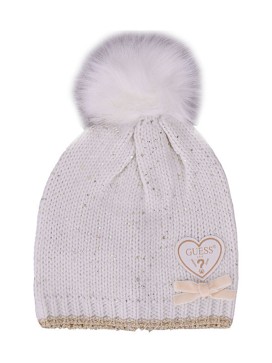 Guess Kids Beanie Set with Scarf Fabric White