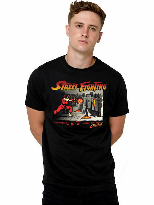 Chunk Street Fighting Cotton T-Shirt Black