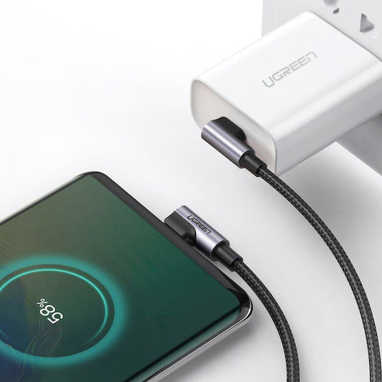 Ugreen Elbow US323 Angle (90°) / Braided USB 2.0 Cable USB-C male - USB-C 60W Γκρι 1m 70529