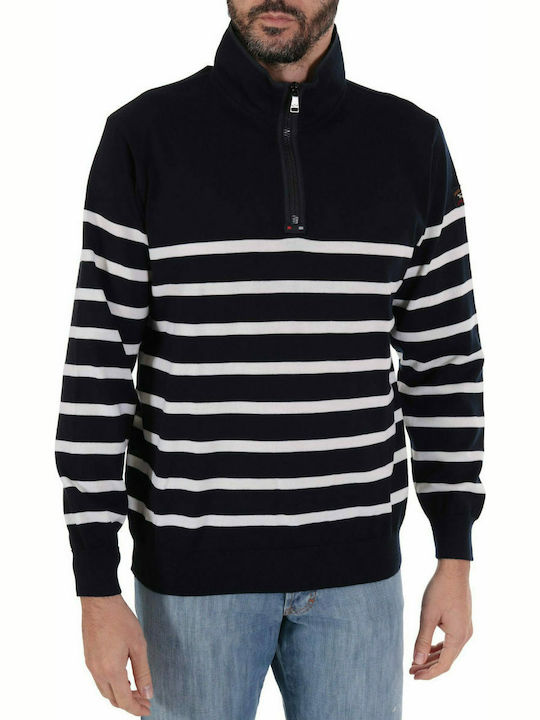 PAUL&SHARK HALFZIP KNIT STRIPED BLUE-WHITE