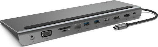 Belkin Connect USB-C Docking Station με HDMI/DisplayPort 4K PD Ethernet και συνδεση 3 Οθονών Ασημί