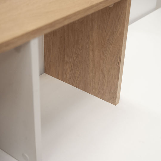 Birou Deskho Din Lemn Cu Birou Alb / Natural 149x50x105cm
