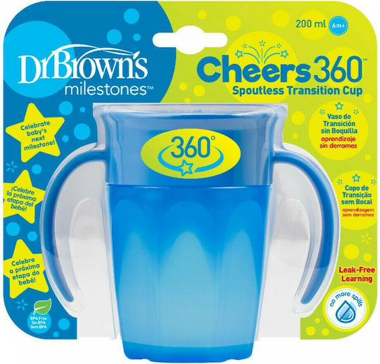 Dr. Brown's Baby Cup Cheers 360 made of Plastic Blue 200ml for 6m+m+