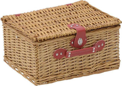 Inart Basket Set Σετ Καλάθι Πικ-Νικ Ψάθινο Για 2 Natural-Beige 40x30x20cm In Beige Colour