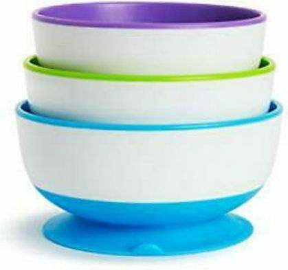 Munchkin Baby Food Bowl 6m+ made of Plastic Multicolour Blue-Green-Purple 3pcs