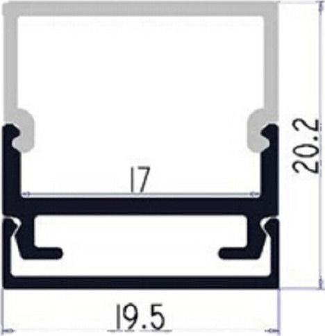 Atman Extern Aluminiumprofil für LED-Streifen mit Opal Abdeckung 200x1.9x2cm