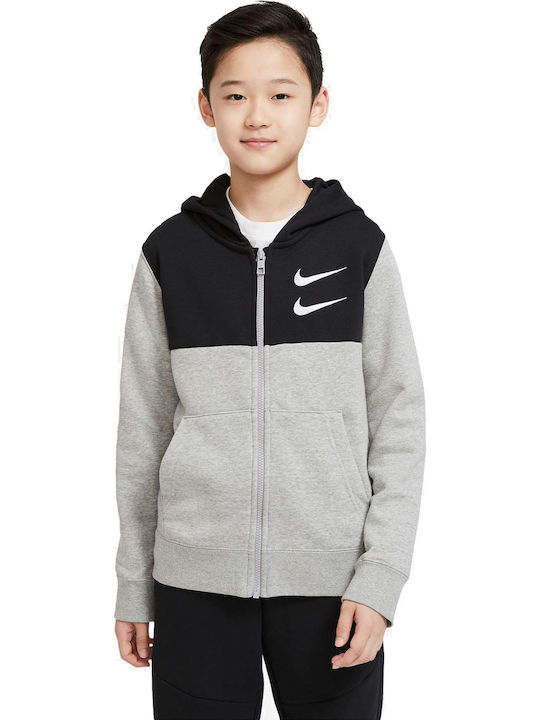 Nike Αθλητική Παιδική Ζακέτα Φούτερ με Κουκούλα για Αγόρι Γκρι