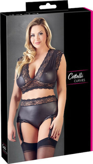 Cottelli Collection Set Sexy Curves Sutien și Chiloți Negri