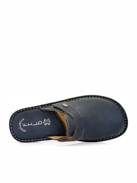 Dias 18 Men's Leather Slippers Blue DIAS-18