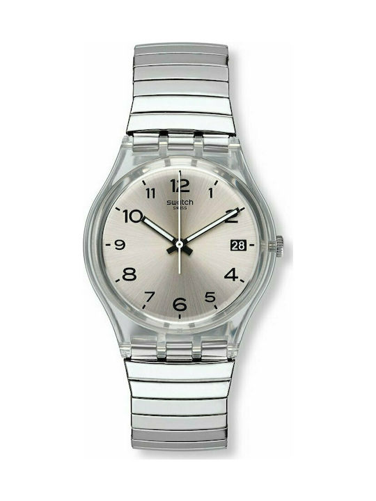 Swatch Silverall Μεταλλικό Μπρασελέ Ασημί 17mm