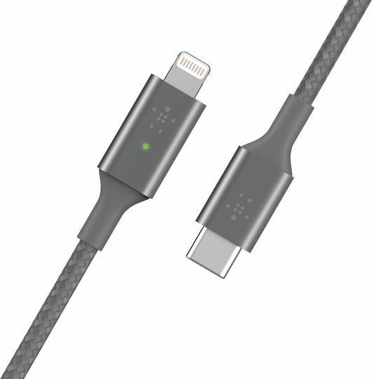 Belkin Smart LED USB-C to Lightning LED USB-C to Lightning Cable 18W Γκρι 1.2m (CAA006BT04GR)