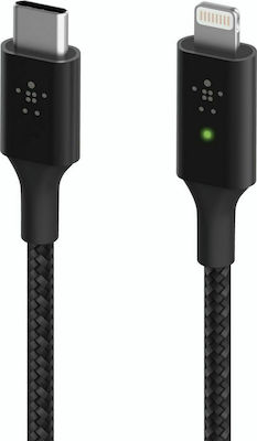 Belkin Smart LED USB-C to Lightning LED USB-C la Cablu Lightning 18W Negru 1.2m (CAA006BT04BK)