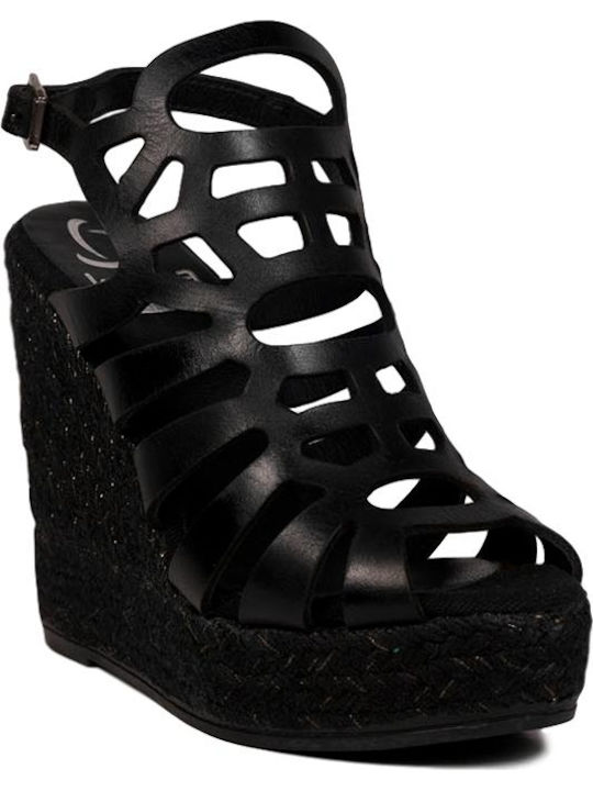 Kanna Women's Leather Platform Shoes Black