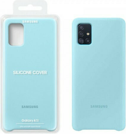 Samsung Silicone Cover Umschlag Rückseite Silikon Blau (Galaxy A51)