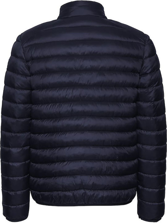 Solid Men's Puffer Jacket Navy Blue