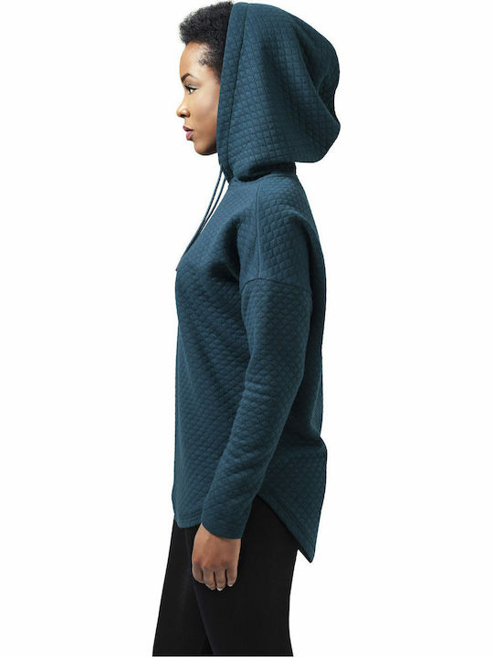 Long Women's Sweatshirt Hooded Blue
