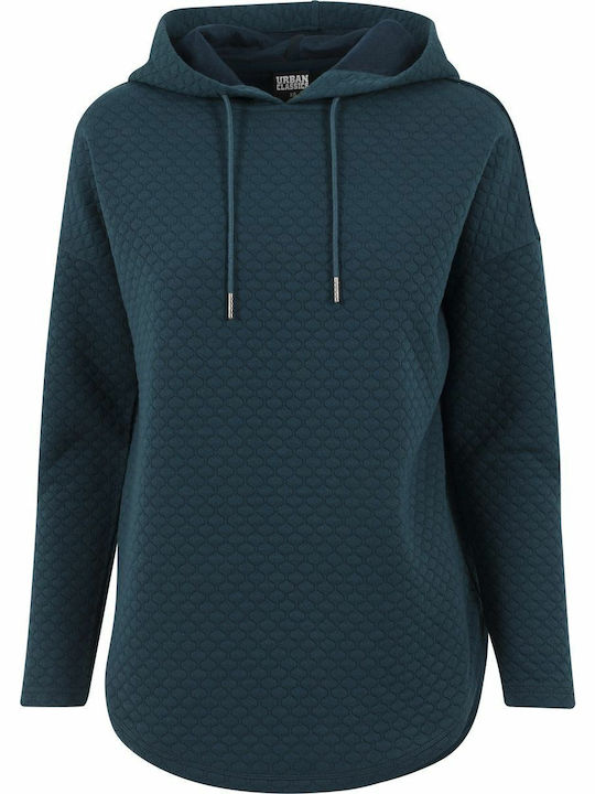 Long Women's Sweatshirt Hooded Blue