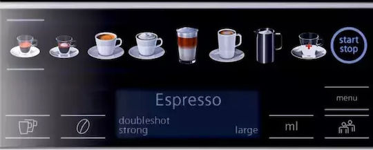 Siemens Eq.6 Plus S300 Automatic Espresso Coffee Machine 1500W Power 15bar Pressure for Cappuccino with Grinder Silver TE653M11RW