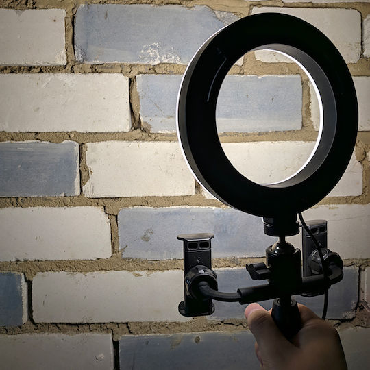 LED Ringlichter Ständer mit 2 Handyhaltern Ringlicht 15cm 3000 - 6000K mit Desktop Ständer/Halterung und Handyhalter