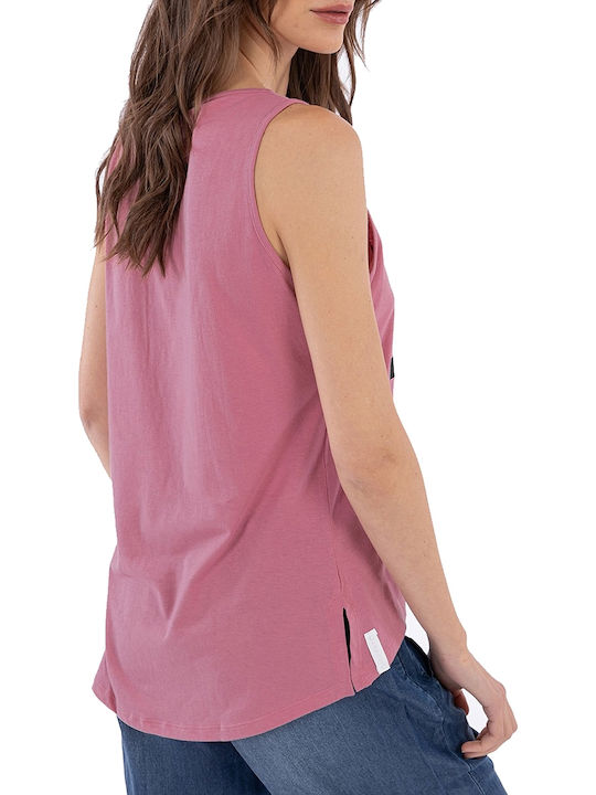 Freddy Women's Summer Blouse Cotton Sleeveless Pink S0WSLK2-F94