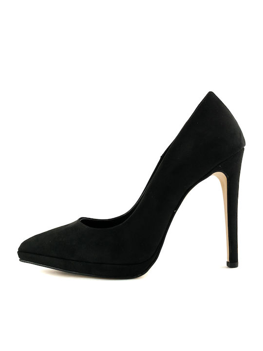 Stefania Suede Stiletto Black High Heels