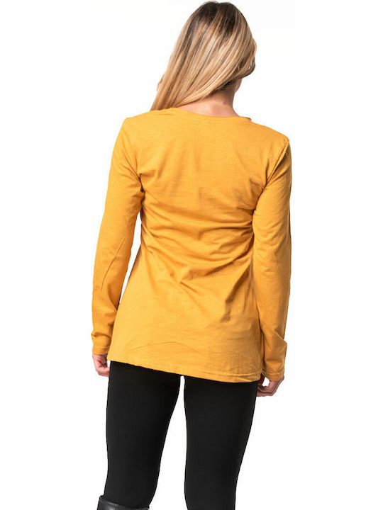 Women's Blouse Cotton Long Sleeve Yellow