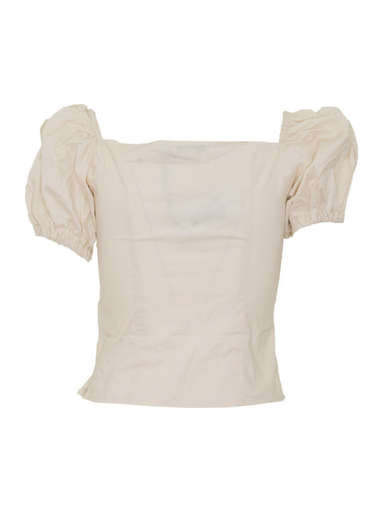 1018-004775 Damen Sommer Bluse Kurzärmelig Beige 1018-004775-4070