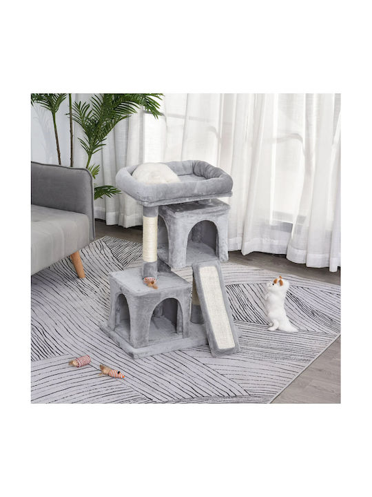 Pawhut Cat Scratching Post Cat Tree Δέντρο Γάτας-Ονυχοδρόμιο Γκρι In Gray Colour 83x59x39 cm D30-286CG