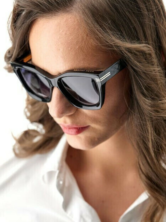Marc Jacobs Women's Sunglasses with Black Horn-Rimmed Frame and Grey Gradient Lenses MJ1000/S 807/9O