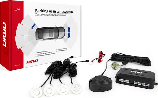 AMiO Car Parking System with Buzzer and 4 Sensors 22mm in White Color