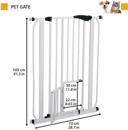 Ferplast Pet Gate Διαχωριστικό Σκύλου & Γάτας 79x105εκ. από Πλαστικό σε Λευκό Χρώμα 79 x 105 x 73εκ.