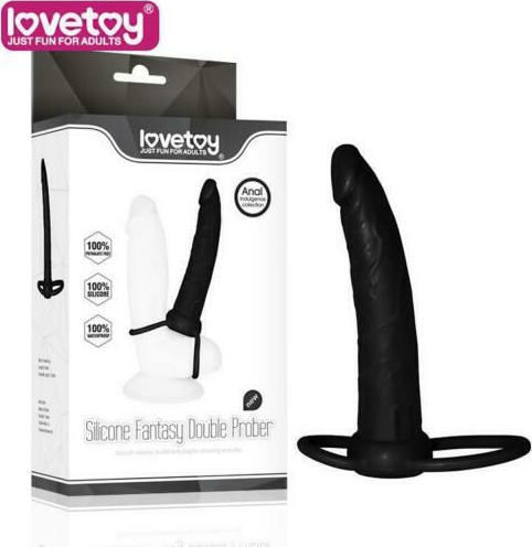 Lovetoy Silicone Fantasy Double Prober with Dildo 15cm in Black Color
