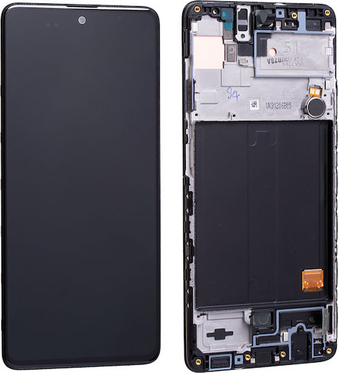 Samsung Οθόνη με Μηχανισμό Αφής και Πλαίσιο για Galaxy A51 (Μαύρο)