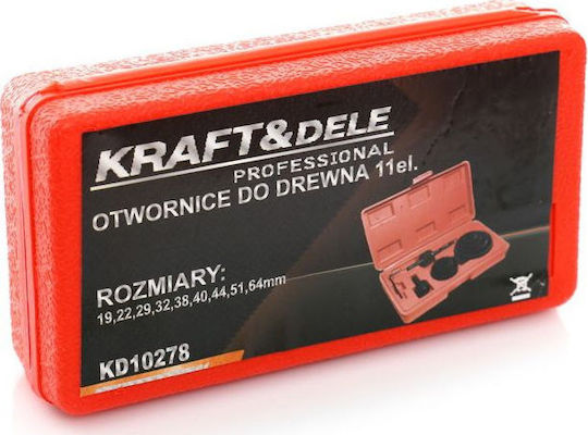 Kraft & Dele Σετ Ποτηροπρίονα Σετ και Κεντραδόρος με Διάμετρο από 19mm έως 64mm για Ξύλο και Πλαστικό 500gr