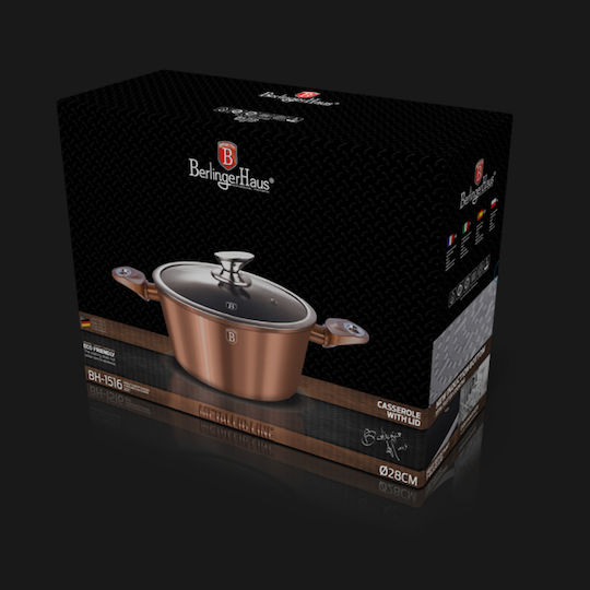 Berlinger Haus Metallic Line Дълбока Тенджера от Алуминий 6.1лт / 28см Rose Gold