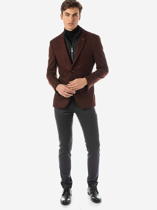 Men's Winter Suit Jacket Burgundy